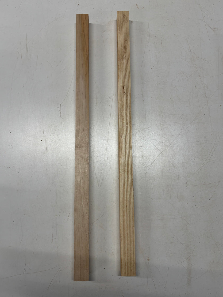 2 Pack,2 Species White ash + Hard Maple Turning Wood Blanks 30"x1-1/2"x1-1/2"#4944