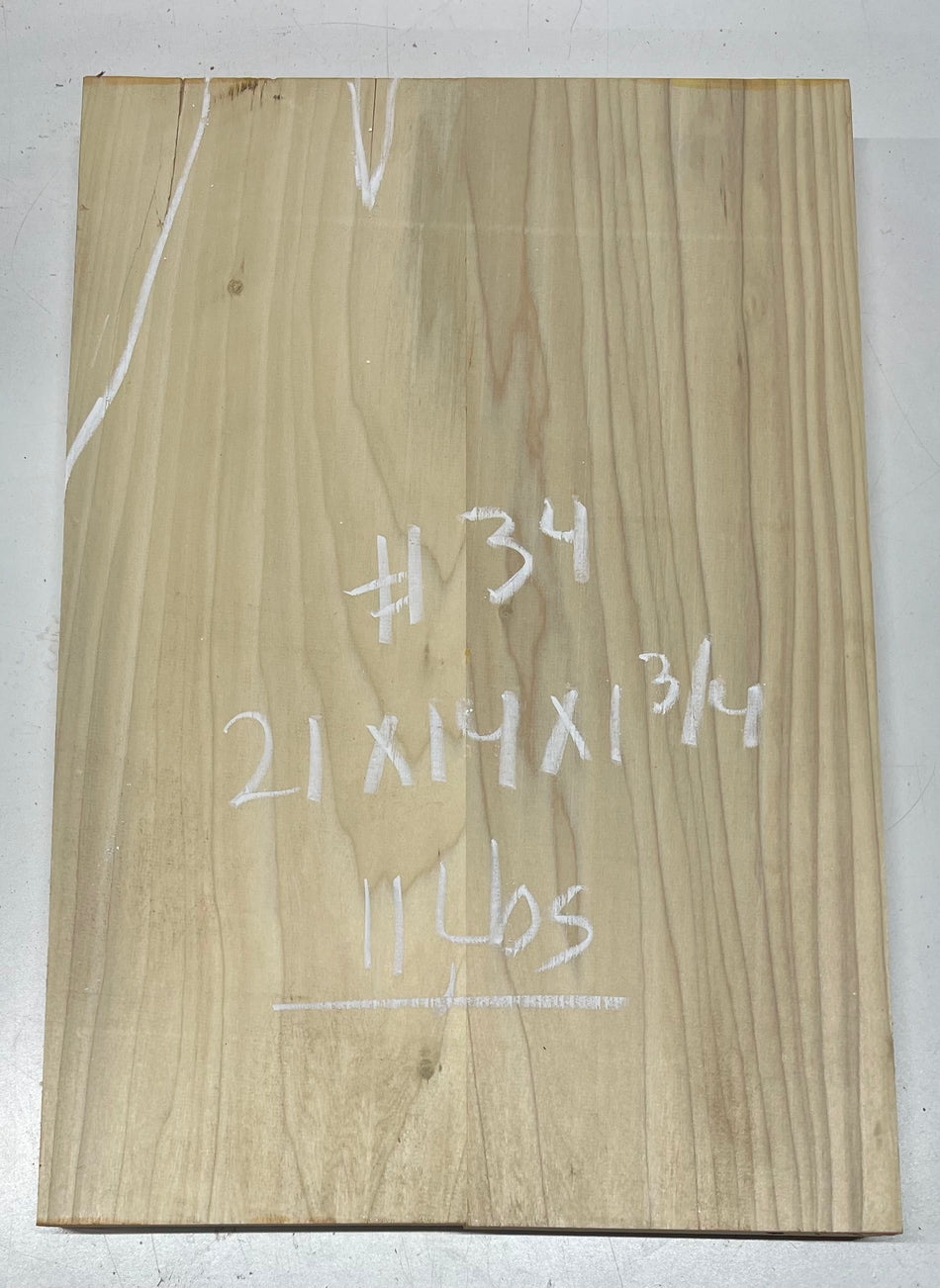 Yellow Poplar Guitar Body Blanks - 21" x 14" x 1-3/4", 11 Lbs #34 - Exotic Wood Zone - Buy online Across USA 