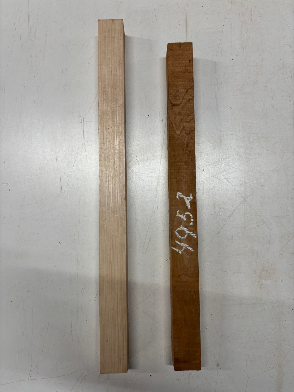 2 Pack, 2 Species Hard Maple + Honduras Mahogany Turning Wood Blanks   Hard Maple: 24" x 1-3/4" x 1-3/4" Honduras Mahogany: 22"x 1-3/4" x 1-3/4"#4952