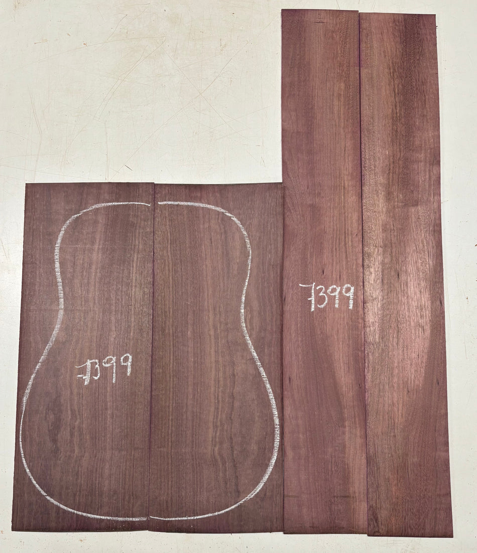 Purpleheart Dreadnought Guitar Back And Side Set #7399 - Exotic Wood Zone