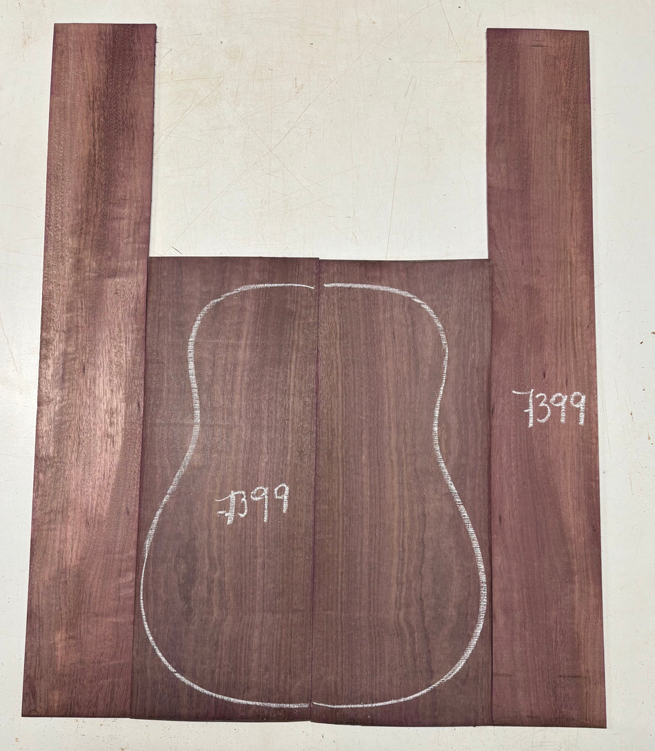 Purpleheart Dreadnought Guitar Back And Side Set #7399 - Exotic Wood Zone