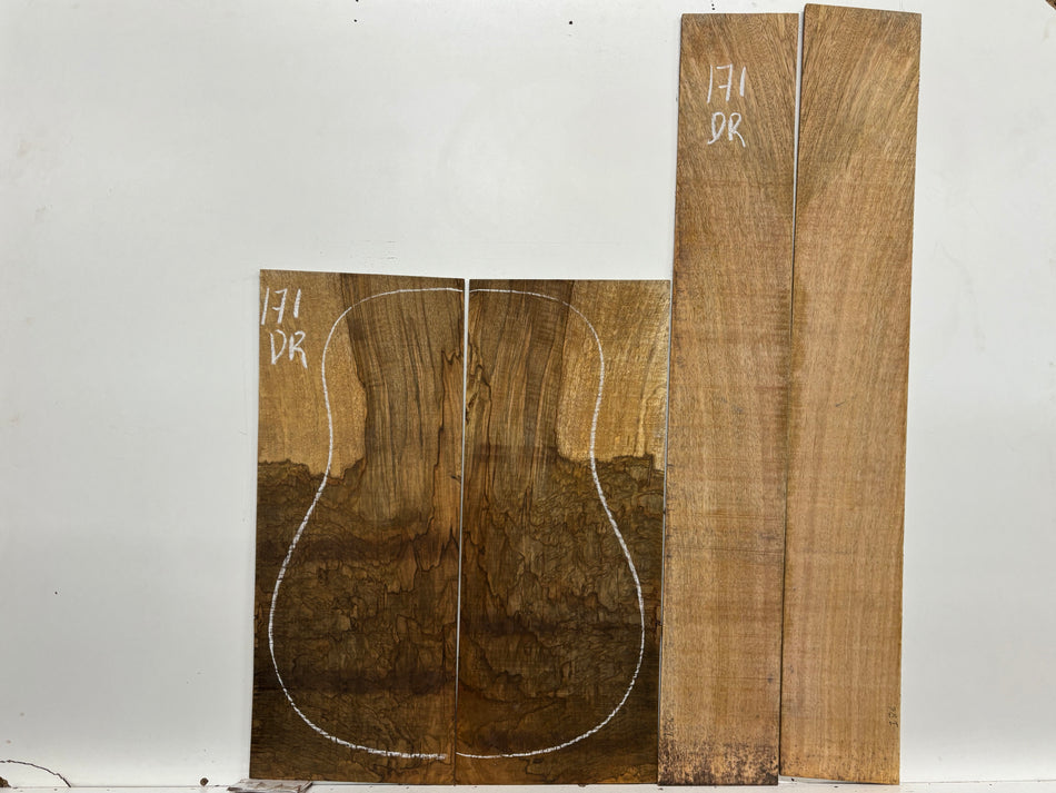Figured Flame Mango Dreadnought Guitar Back and Side Set #171 - Exotic Wood Zone
