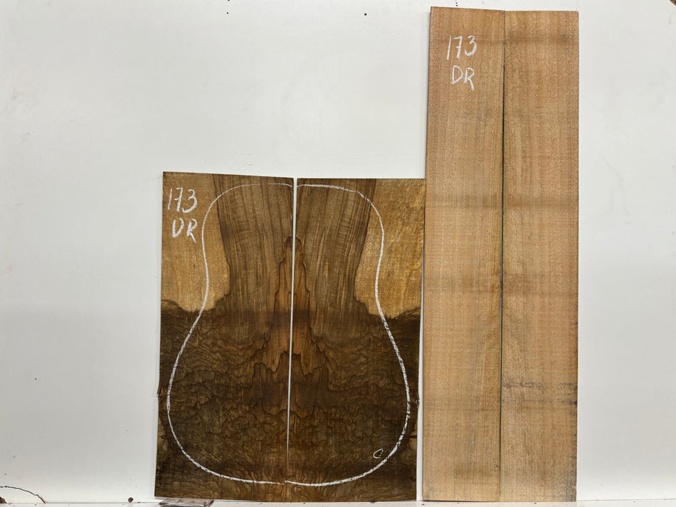 Figured Flame Mango Dreadnought Guitar Back and Side Set #173 - Exotic Wood Zone