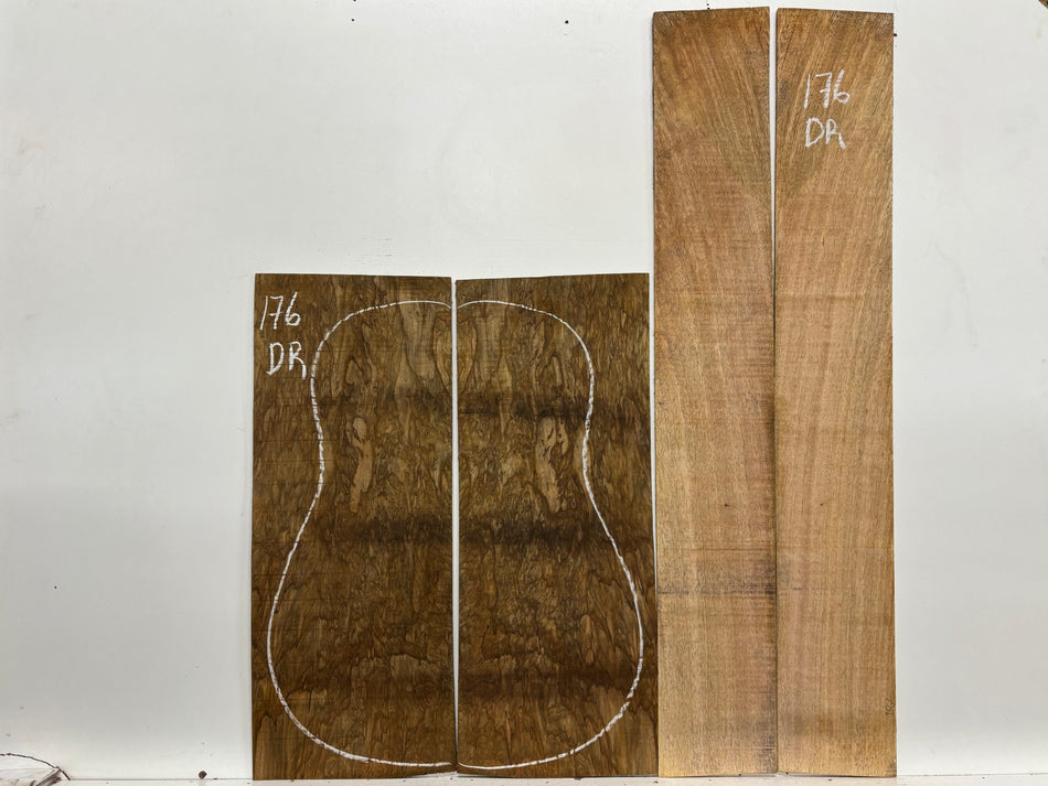 Figured Flame Mango Dreadnought Guitar Back and Side Set #176 - Exotic Wood Zone