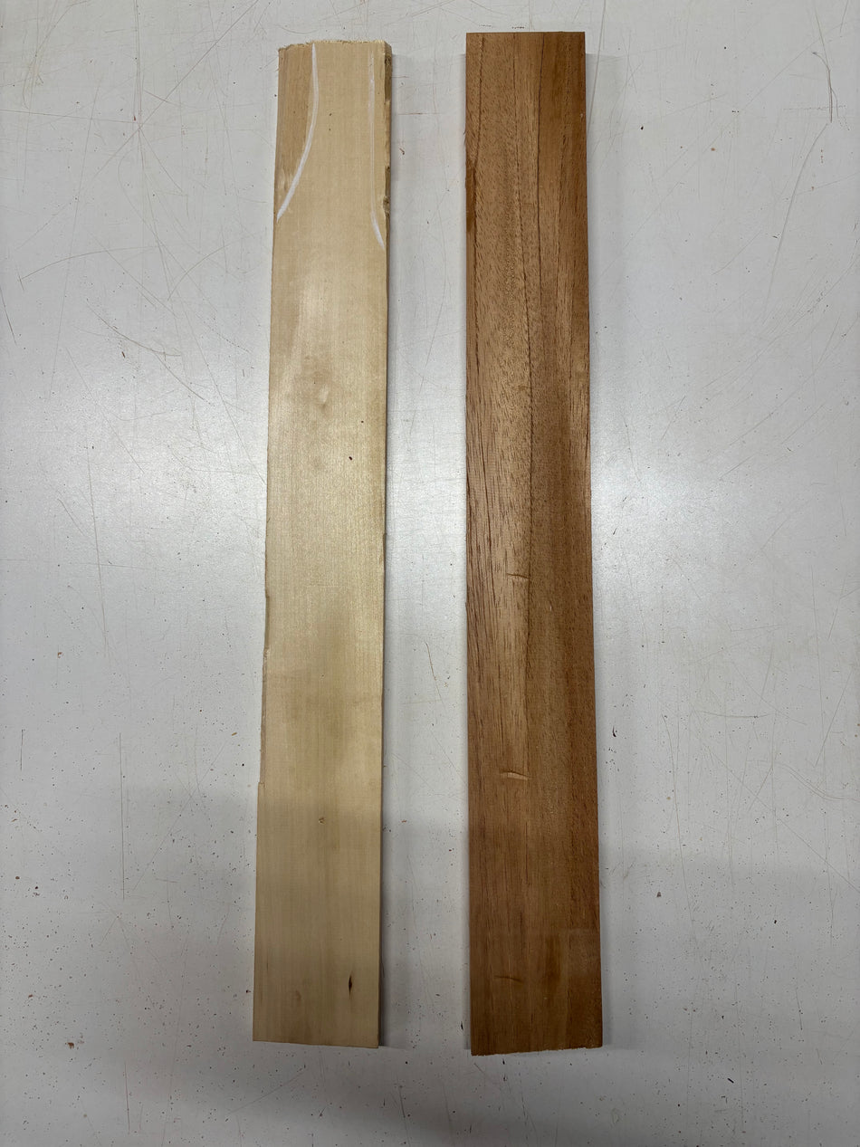 2 Pack, 2 Species Spanish Cedar + Basswood Thin Stock Lumber   Cedar : 24"x3"x3/4" , Basswood : 24"x2-7/8"x1/2"#7426