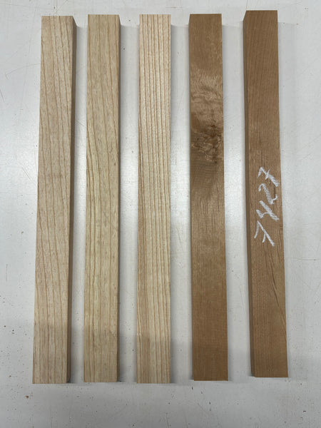 5 Pack, 2 Species Red Alder + Swamp Ash Thin Stock Lumber 21"x1-3/4"x1"#7427 - Exotic Wood Zone
