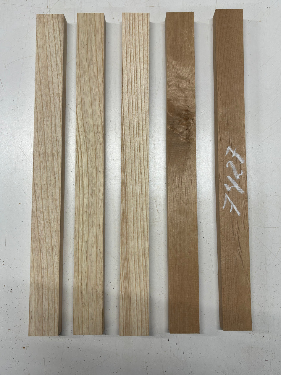 5 Pack, 2 Species Red Alder + Swamp Ash Thin Stock Lumber 21"x1-3/4"x1"#7427 - Exotic Wood Zone