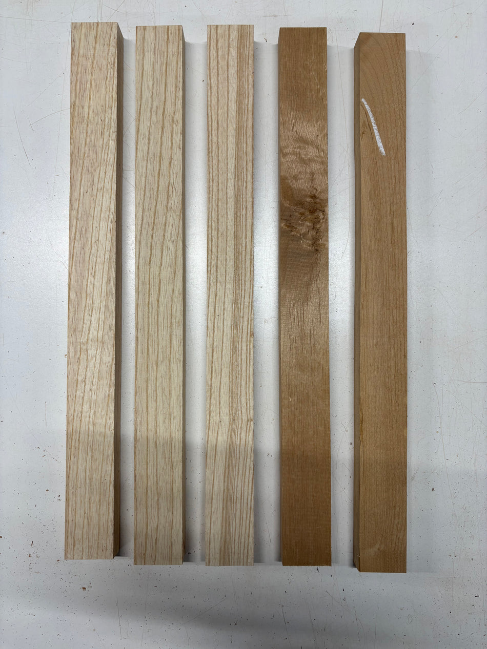 5 Pack, 2 Species Red Alder + Swamp Ash Thin Stock Lumber 21"x1-3/4"x1"#7427 - Exotic Wood Zone