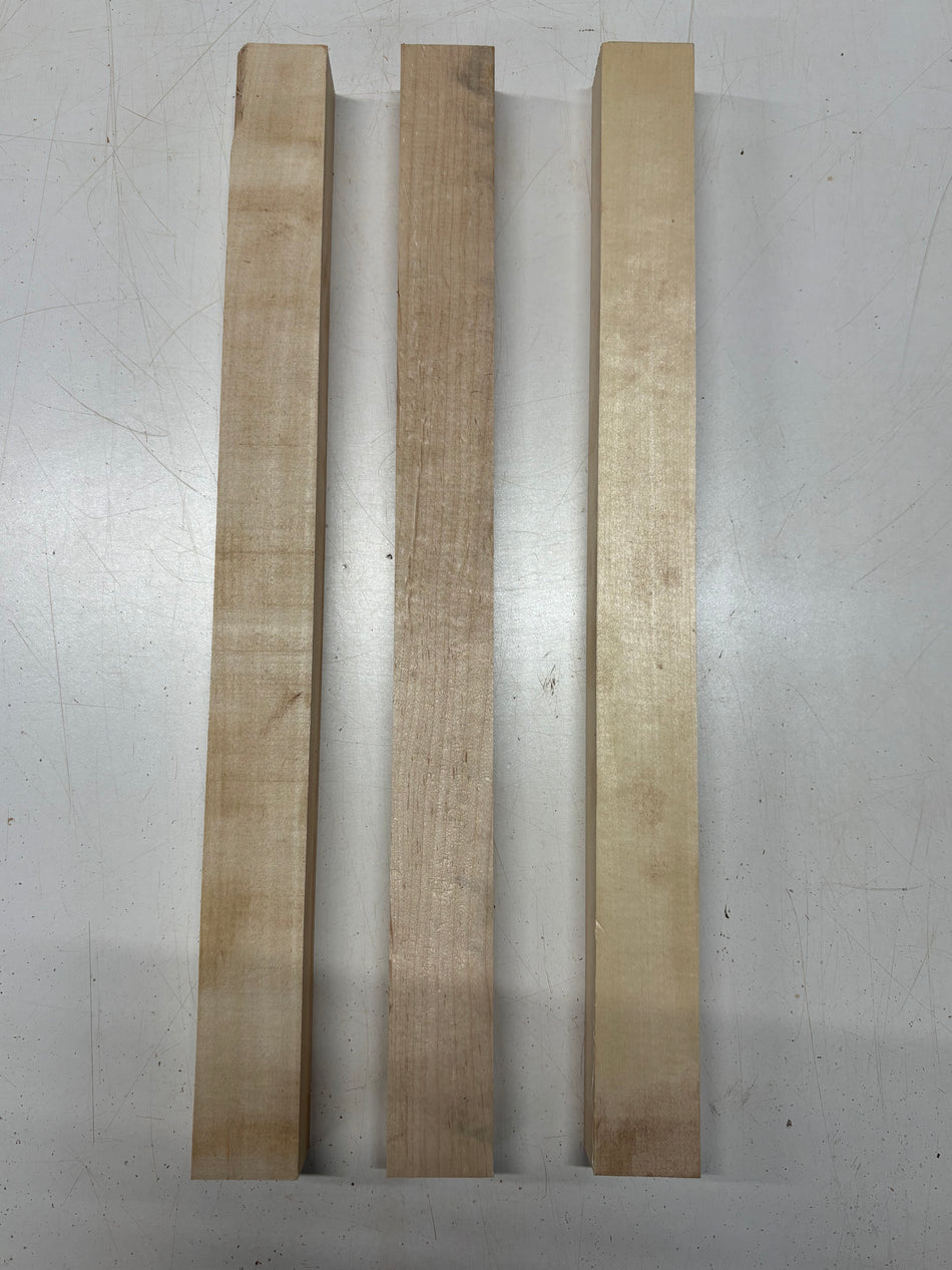 3 Pack, 2 Species Basswood + Hard Maple Thin Stock Lumber 21"x1-7/8"x1-3/8"#7428 - Exotic Wood Zone