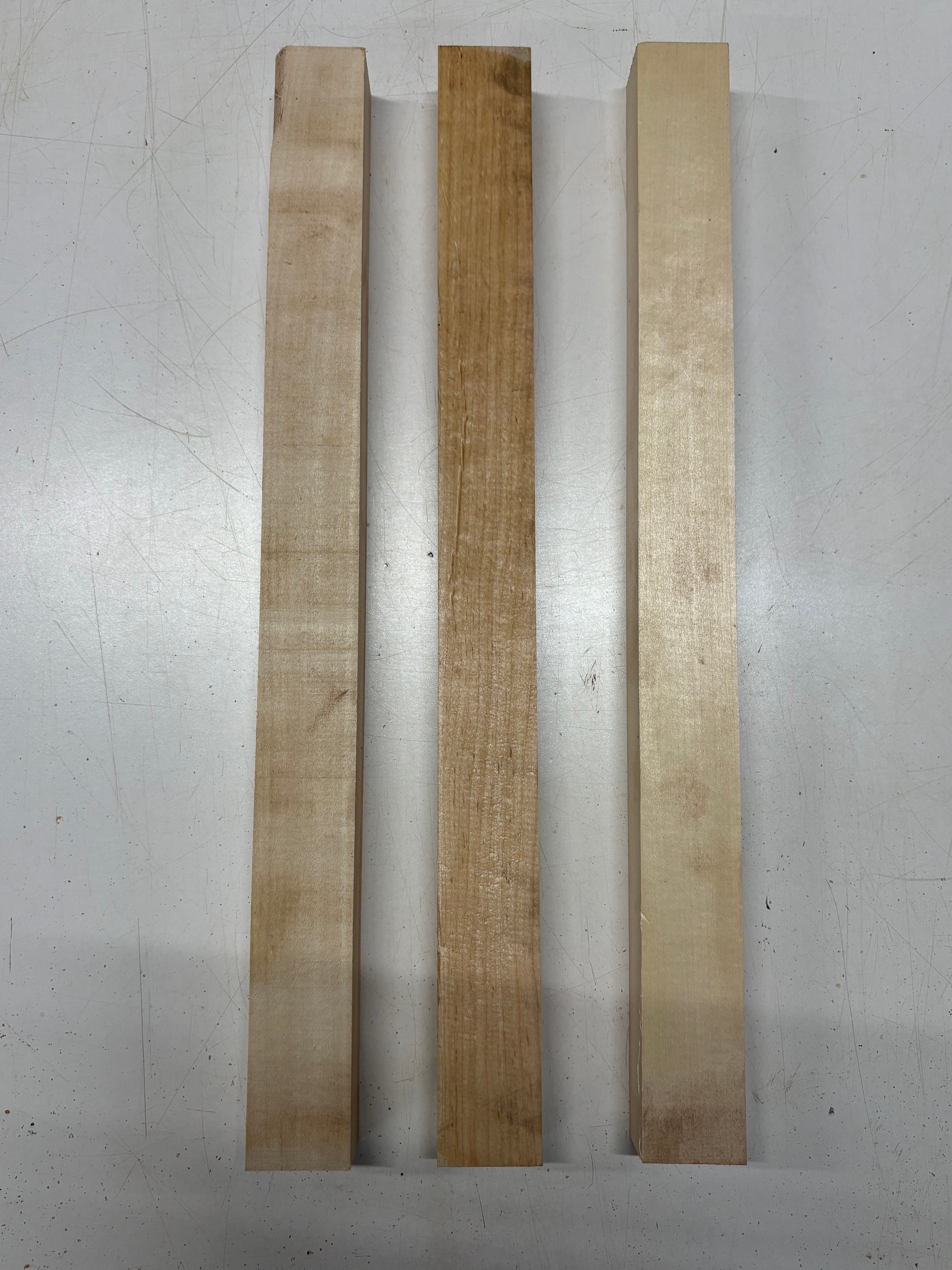 3 Pack, 2 Species Basswood + Hard Maple Thin Stock Lumber 21"x1-7/8"x1-3/8"#7428 - Exotic Wood Zone