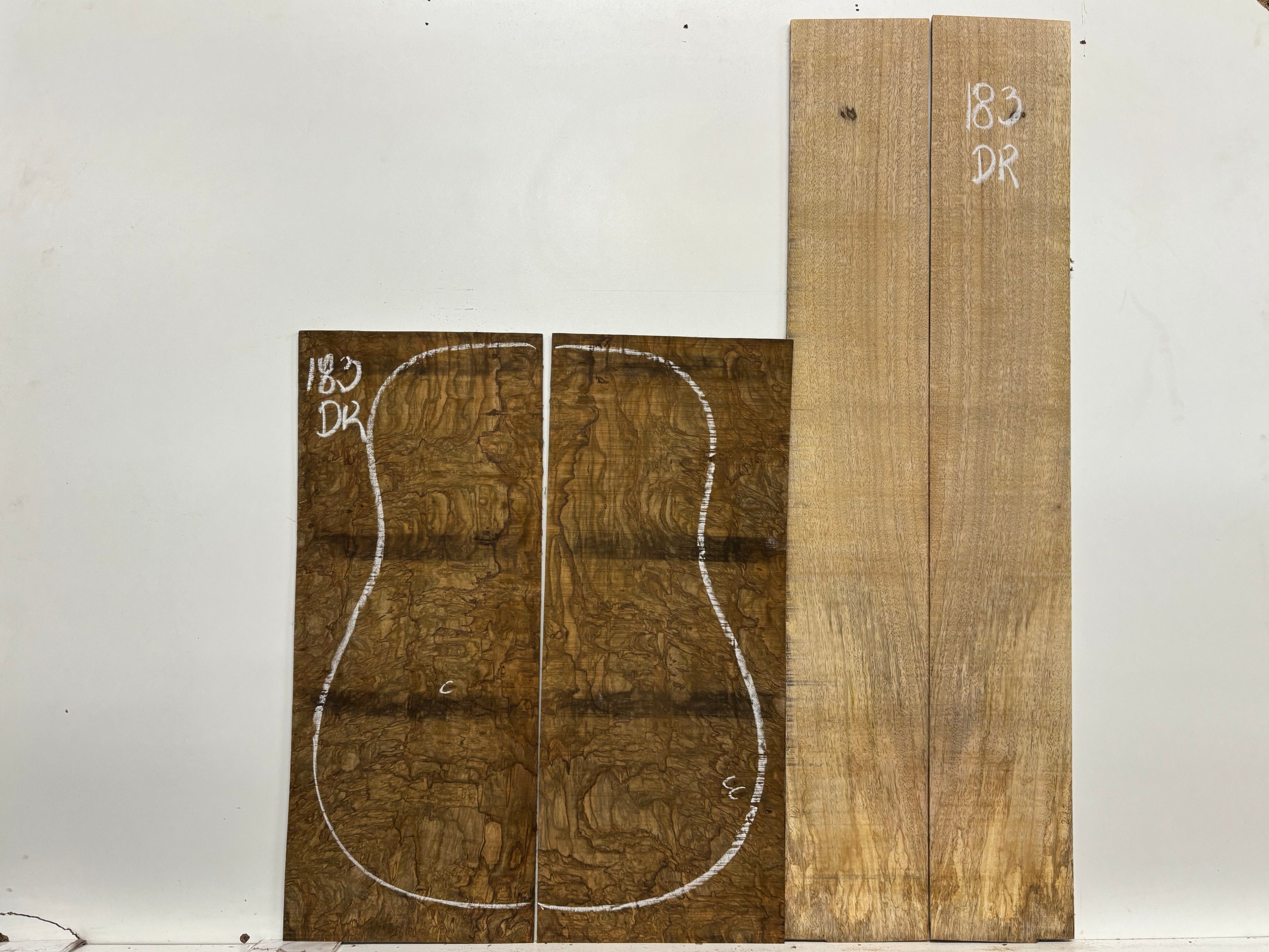 Figured Flame Mango Dreadnought Guitar Back and Side Set #183 - Exotic Wood Zone