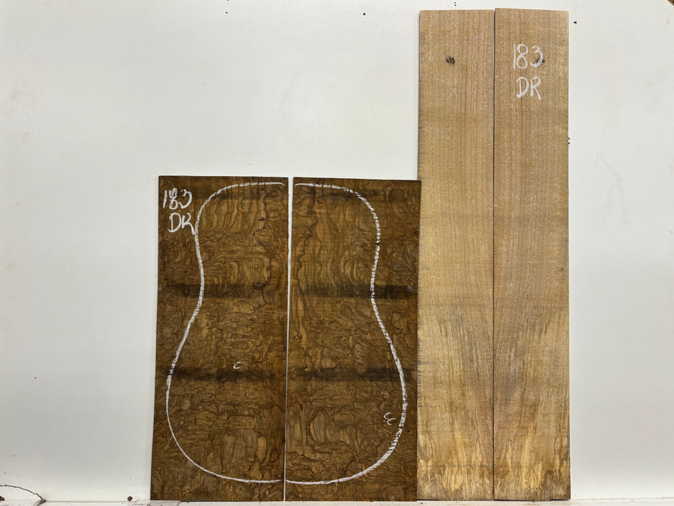 Figured Flame Mango Dreadnought Guitar Back and Side Set #183 - Exotic Wood Zone