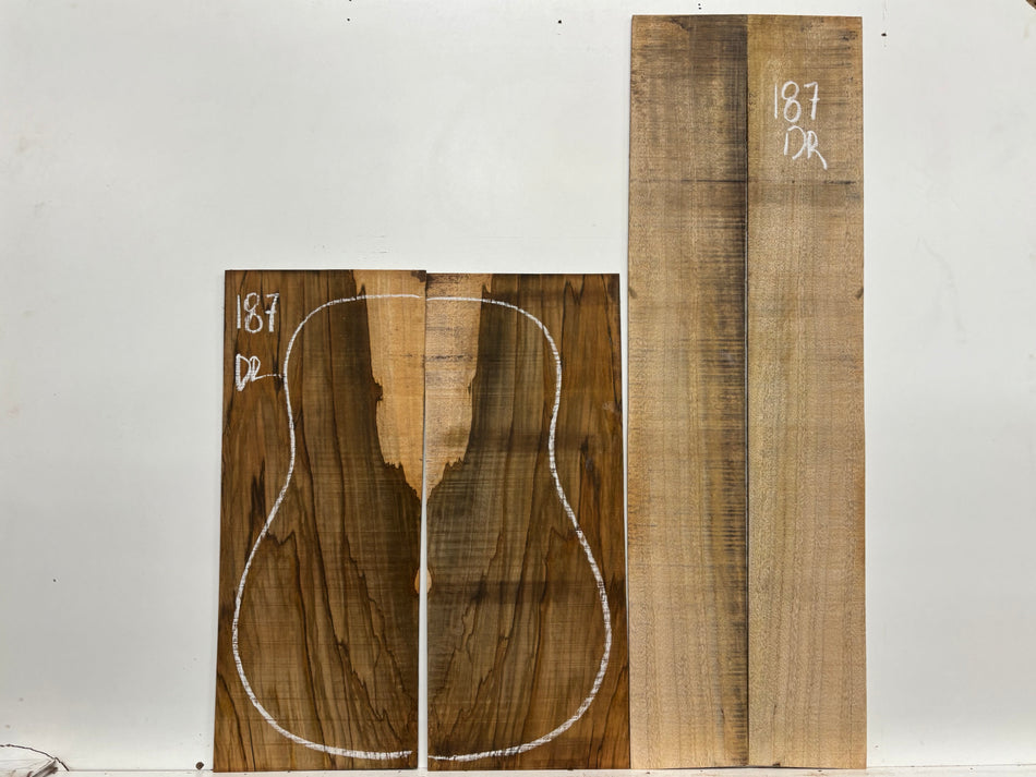 Figured Flame Mango Dreadnought Guitar Back and Side Set #187 - Exotic Wood Zone