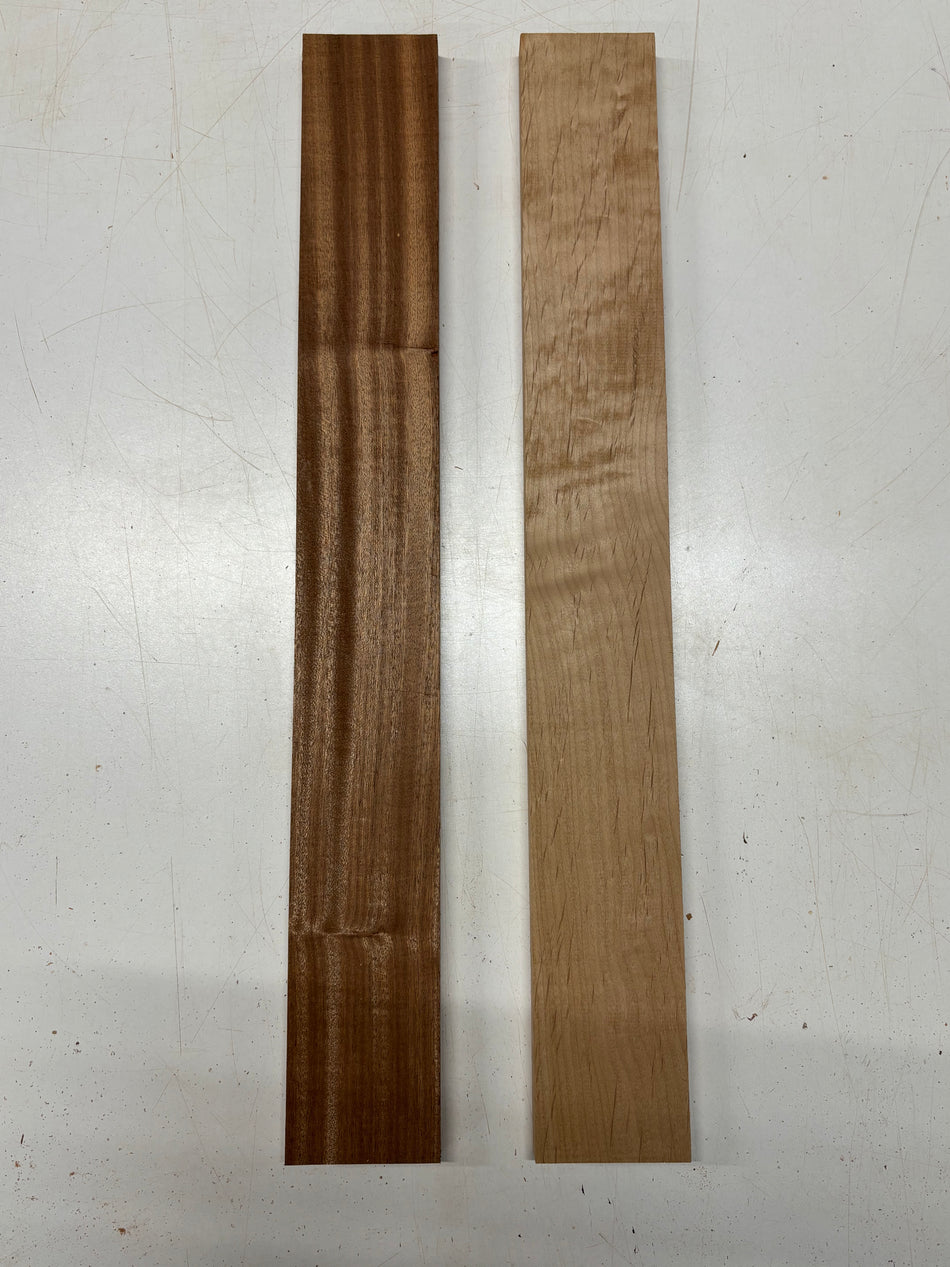 2 Pack, 2 Species Red Alder + Sapele Thin Stock Lumber  24"x3"x3/4"#7439 - Exotic Wood Zone
