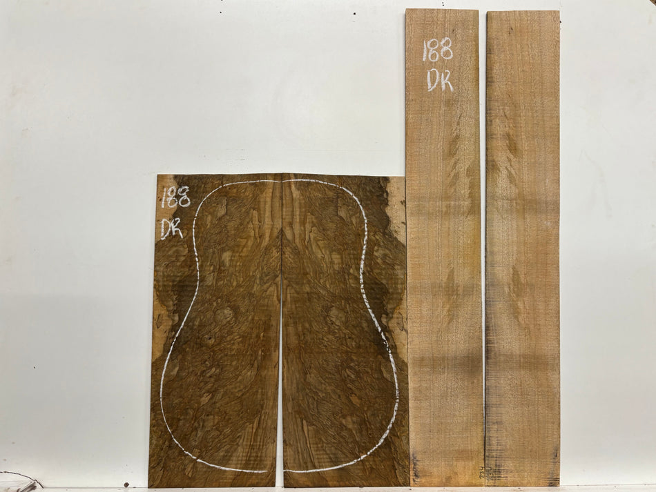Figured Flame Mango Dreadnought Guitar Back and Side Set #188 - Exotic Wood Zone