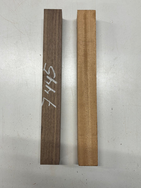 2 Pack, 2 Species African Mahogany + Black Walnut Turning Wood Blanks 16"x1-7/8"x1-7/8"#7445 - Exotic Wood Zone