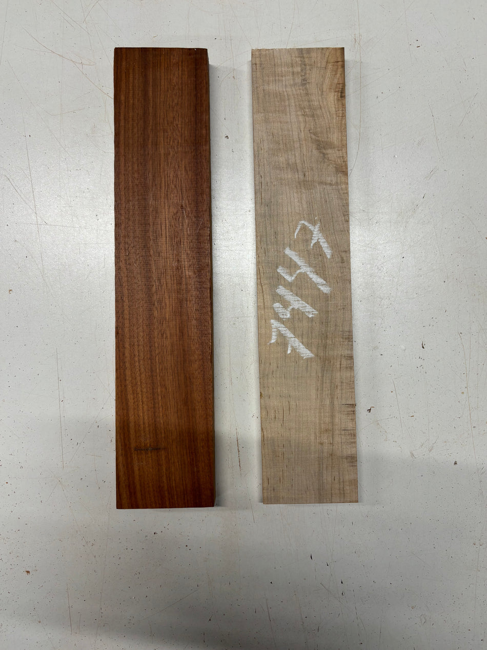 2 Pack, 2 Species Hard Maple + Bloodwood Thin Stock Lumber  14-1/2"x3"x5/8" , 14-1/2"x3"x7/8"#7447