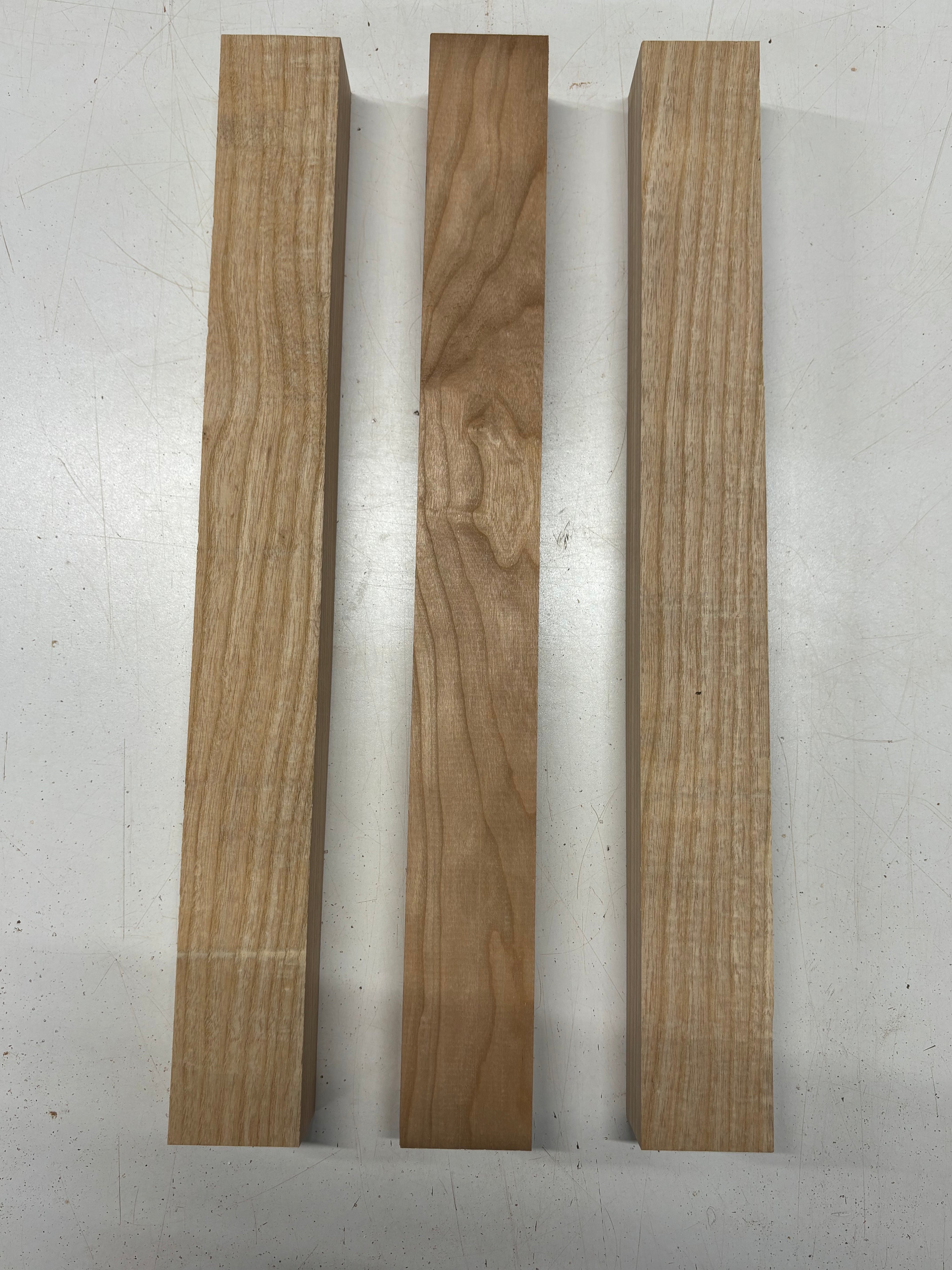 3 Pack, 2 Species White Ash + Cherry Turning Wood Blanks  21"x2-3/8"x1-7/8"#7450 - Exotic Wood Zone