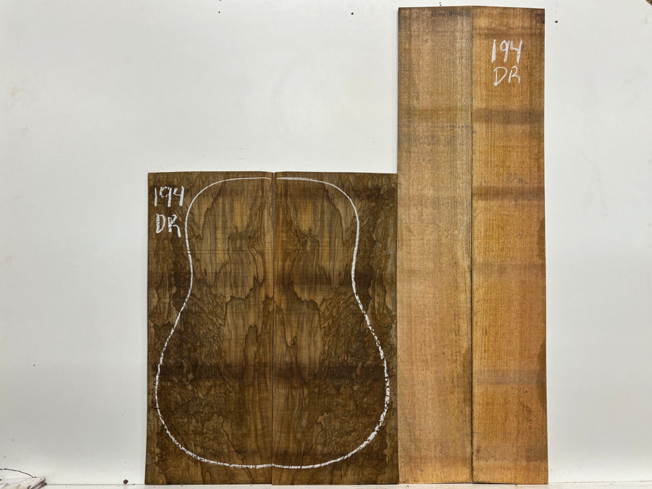 Figured Flame Mango Dreadnought Guitar Back and Side Set #194 - Exotic Wood Zone