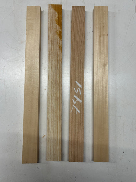 4 Pack, 3 Species Basswood + Swamp Ash + Cherry Thin Stock Lumber 21"x1-7/8"x1"#7451 - Exotic Wood Zone