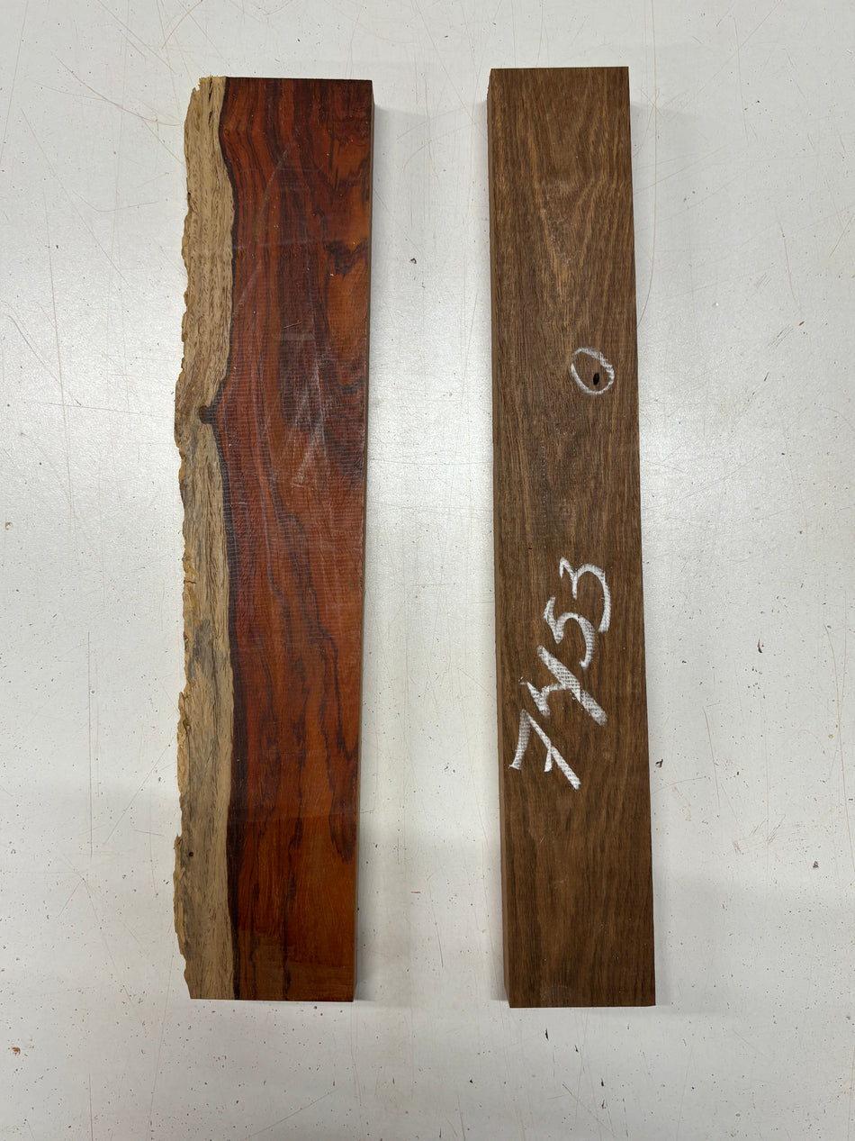 2 Pack, 2 Species Chechen + Cocobolo Thin Stock Lumber  Chechen : 16"x2-1/2"x1" , Cocobolo : 16"x2-1/4"x3/4"#7453