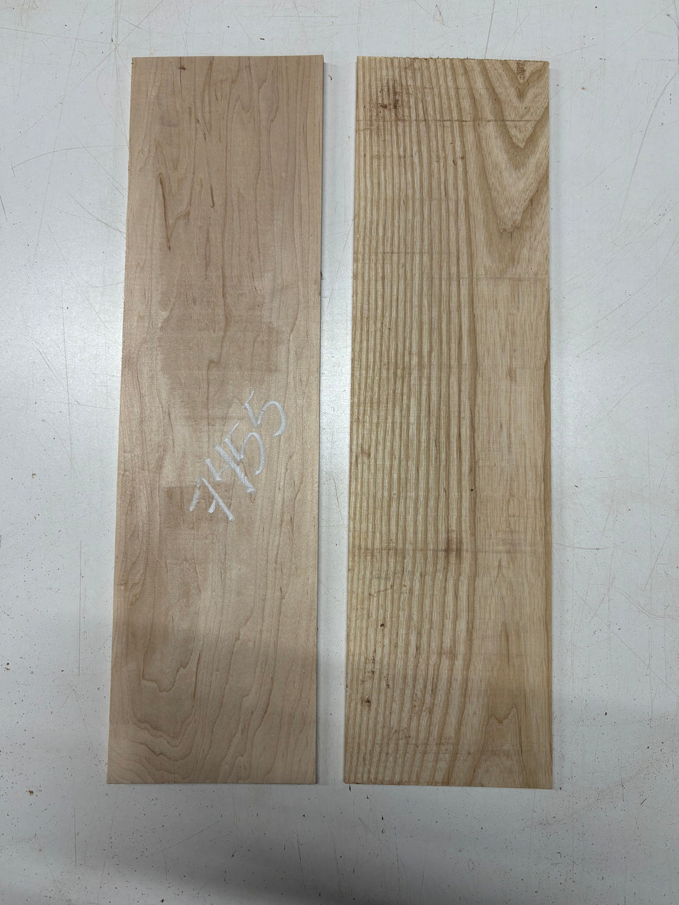 2 Pack, 2 Species Hard Maple + White Ash Thin Stock Lumber 22"x6"x1/4"#7455