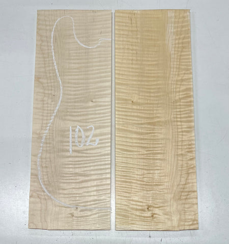 Flame Hard Maple Bookmatched Guitar Drop Top Set - 20-1/2" x 7-1/4" x 3/8" #102 - Exotic Wood Zone Drop Tops