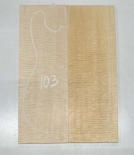 Flame Hard Maple Bookmatched Guitar Drop Top Set - 20-1/2" x 7" x 3/8" #103 - Exotic Wood Zone Drop Tops