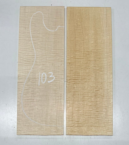 Flame Hard Maple Bookmatched Guitar Drop Top Set - 20-1/2" x 7" x 3/8" #103 - Exotic Wood Zone Drop Tops