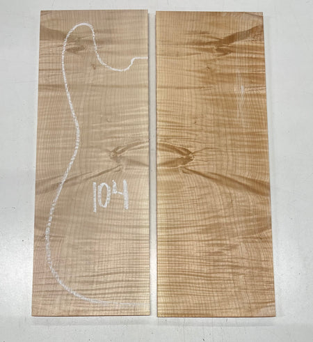 Flame Hard Maple Bookmatched Guitar Drop Top Set - 20" x 7-1/4" x 3/8" #104 - Exotic Wood Zone Drop Tops