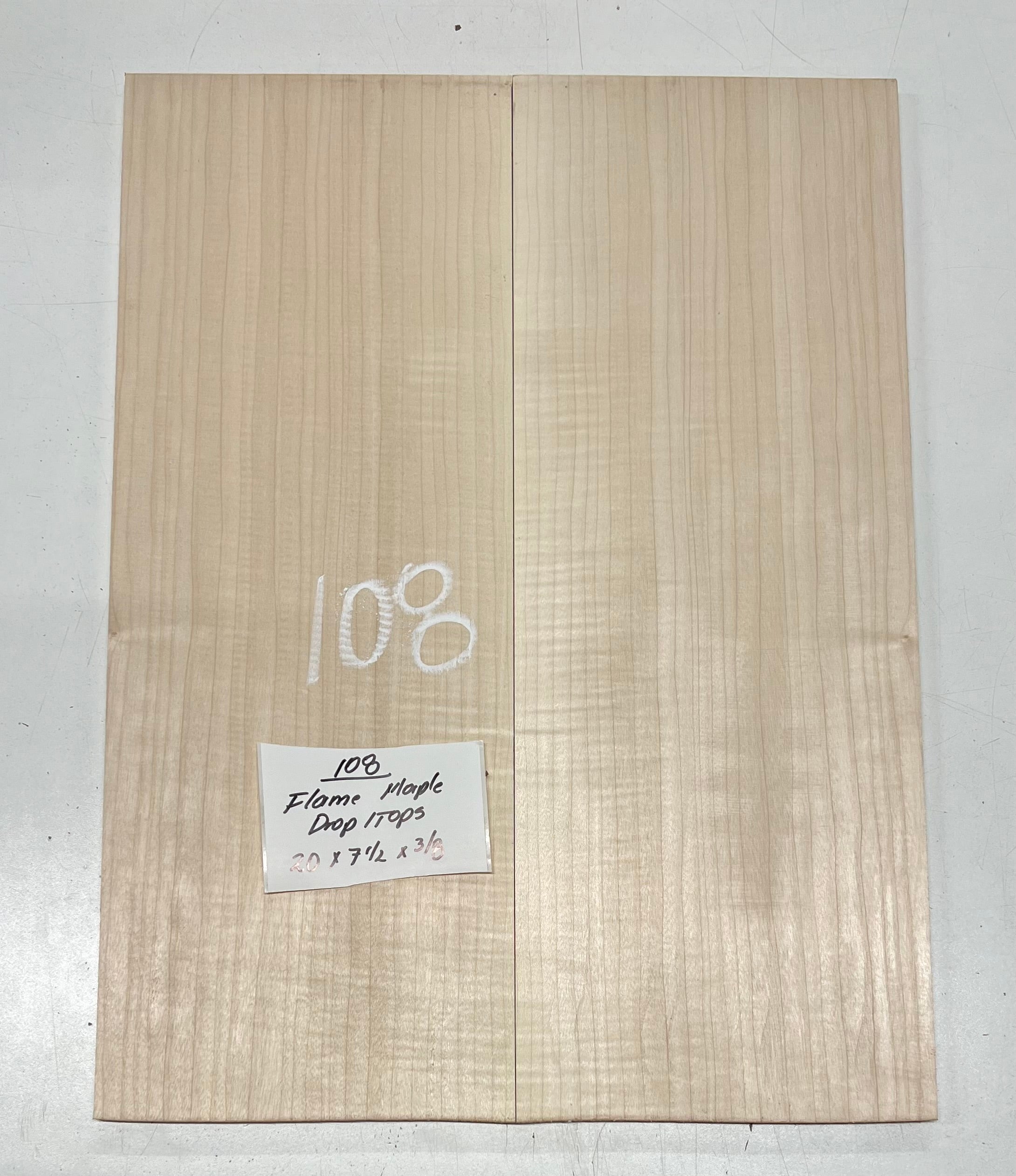 Flame Hard Maple Bookmatched Guitar Drop Top Set - 20" x 7-1/2" x 3/8" #108 - Exotic Wood Zone Drop Tops