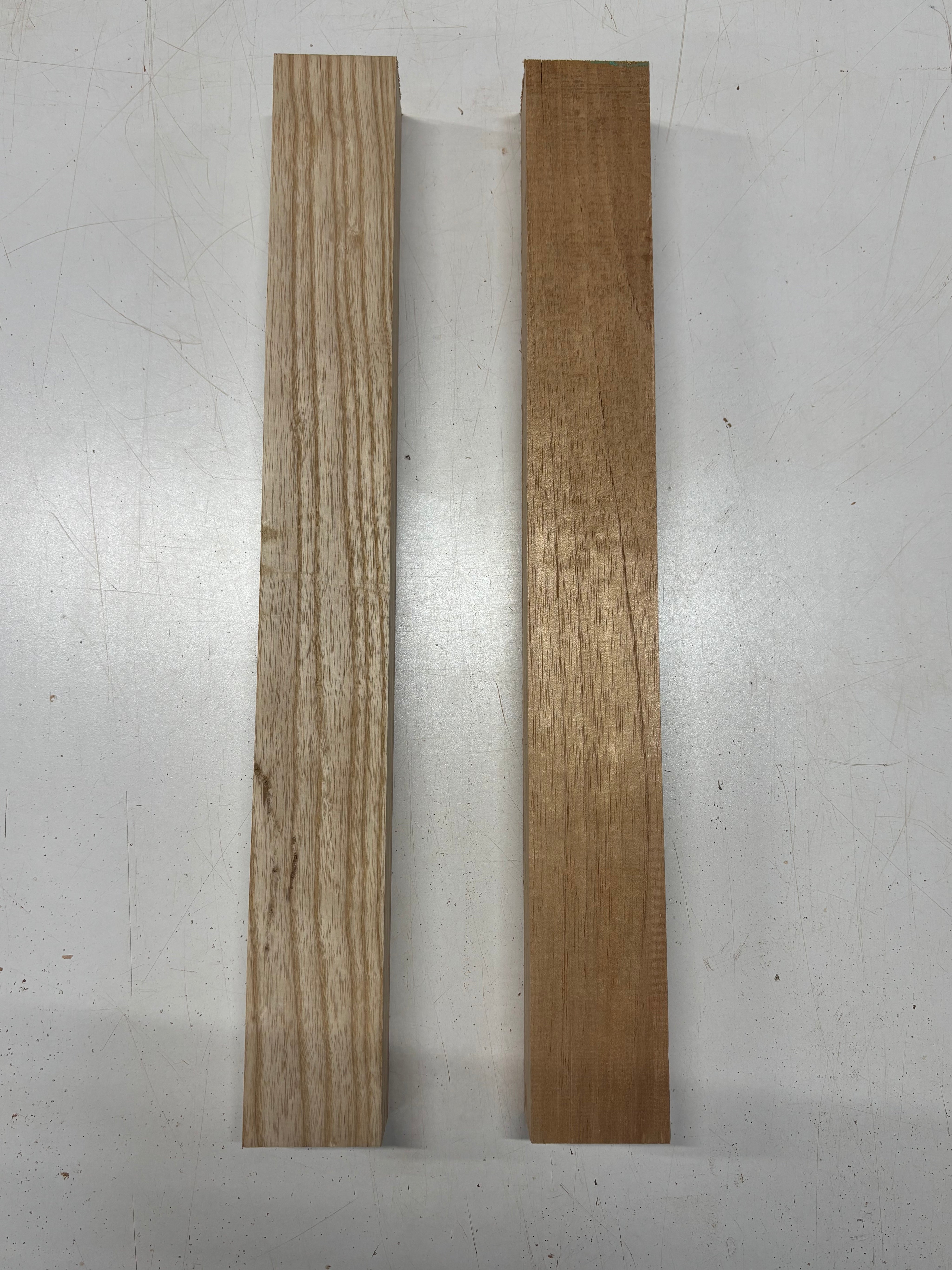 2 Pack, 2 Species White Ash + Spanish Cedar Guitar Neck Blanks 21"x2-1/2"x1-7/8"#7476 - Exotic Wood Zone