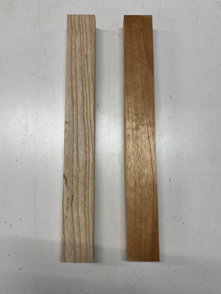 2 Pack, 2 Species White Ash + Spanish Cedar Guitar Neck Blanks 21"x2-1/2"x1-7/8"#7476 - Exotic Wood Zone