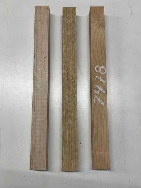 3 Pack, 3 Species White Limba + Red Alder + Ambrosia Maple Turning Wood Blanks 21"x1-7/8"x1-7/8"#7478 - Exotic Wood Zone