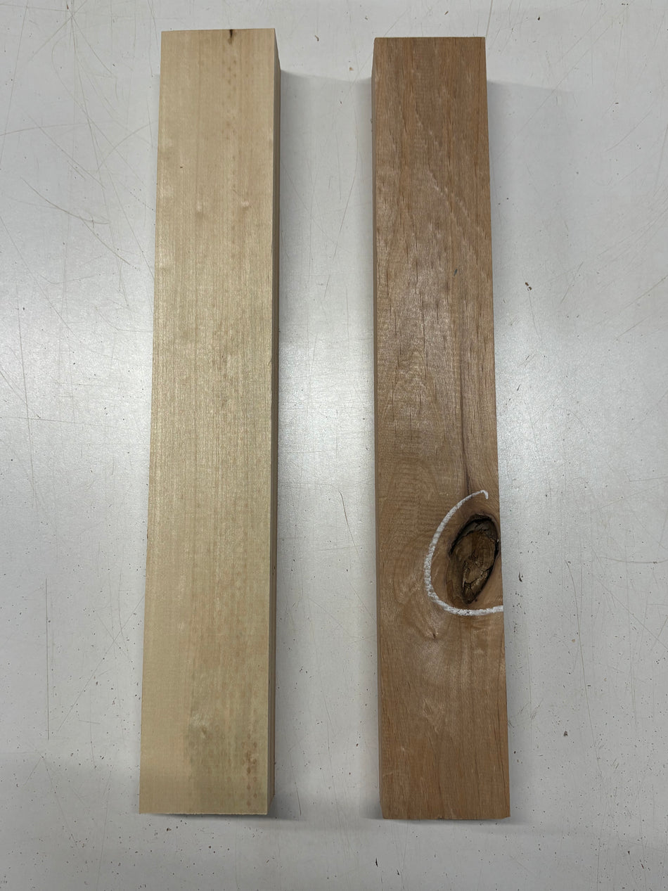2 Pack, 2 Species Basswood + Red Alder Lumber Board Blanks 19"x2-7/8"x1-7/8"#7479