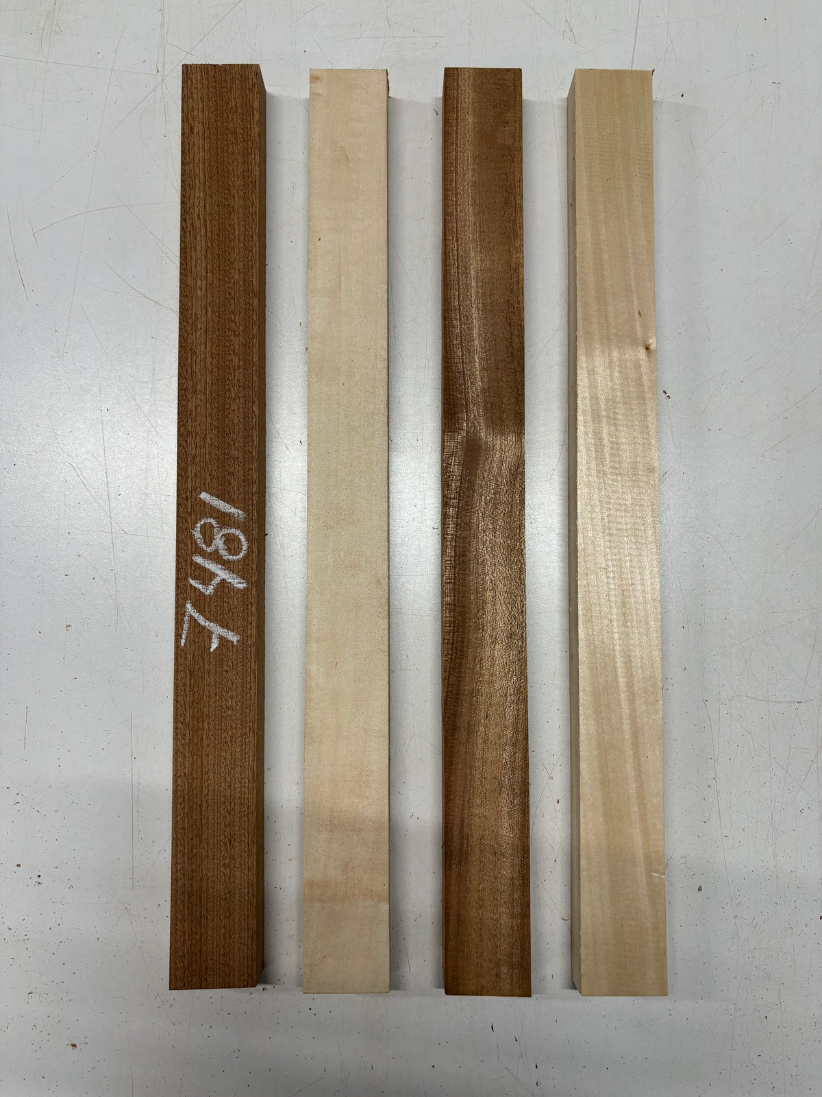 4 Pack, 2 Species Sapele + Basswood Thin Stock Lumber 21"x1-7/8"x1"#7481 - Exotic Wood Zone