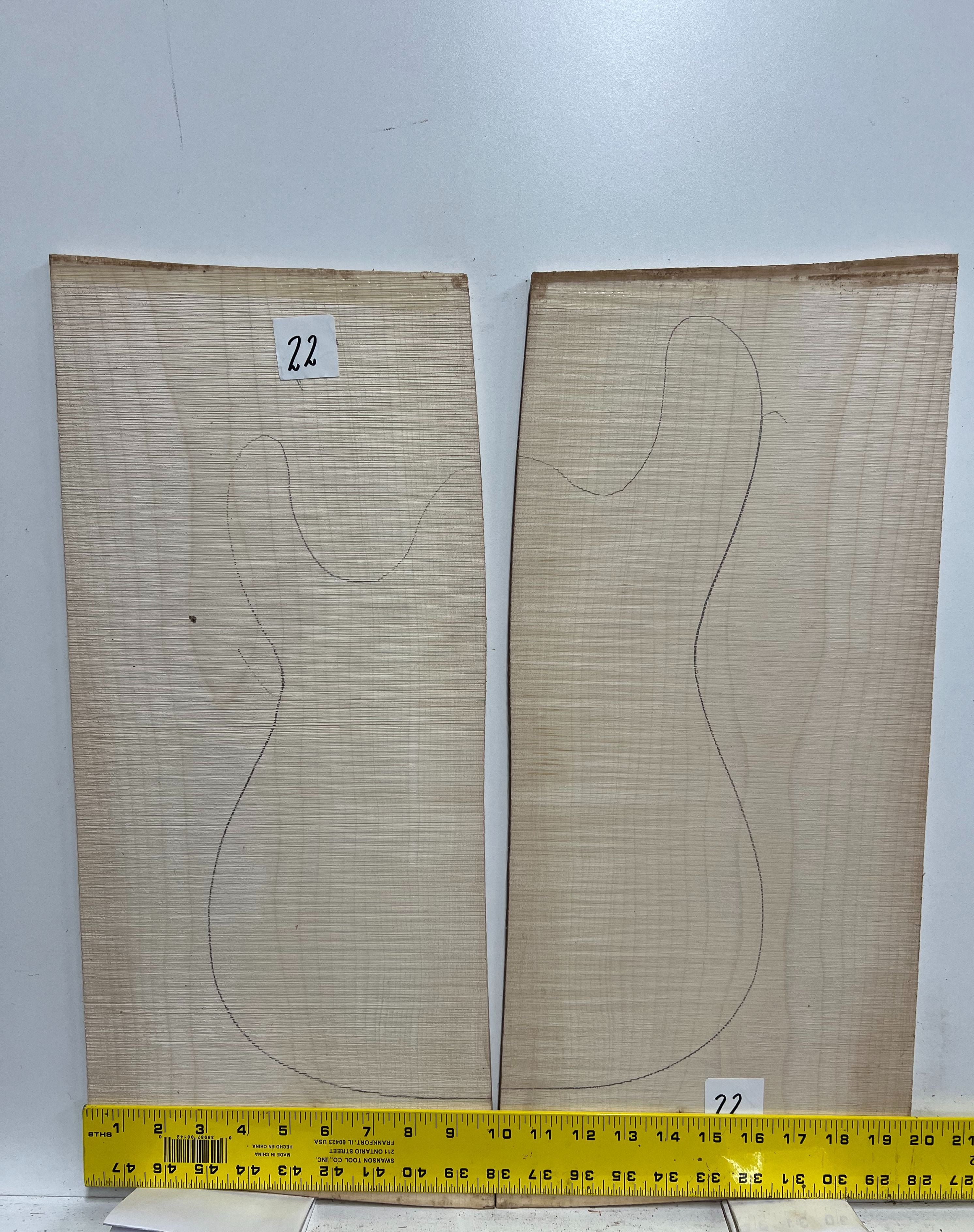 Hard Maple Bookmatched Guitar Drop Tops 21&quot; x 7&quot; x 1/4&quot; - Exotic Wood Zone - Buy online Across USA 