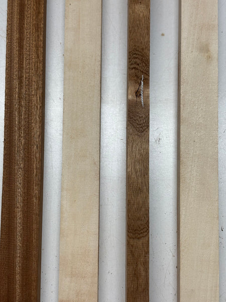 4 Pack, 2 Species Sapele + Basswood Thin Stock Lumber 21"x1-7/8"x1"#7481 - Exotic Wood Zone