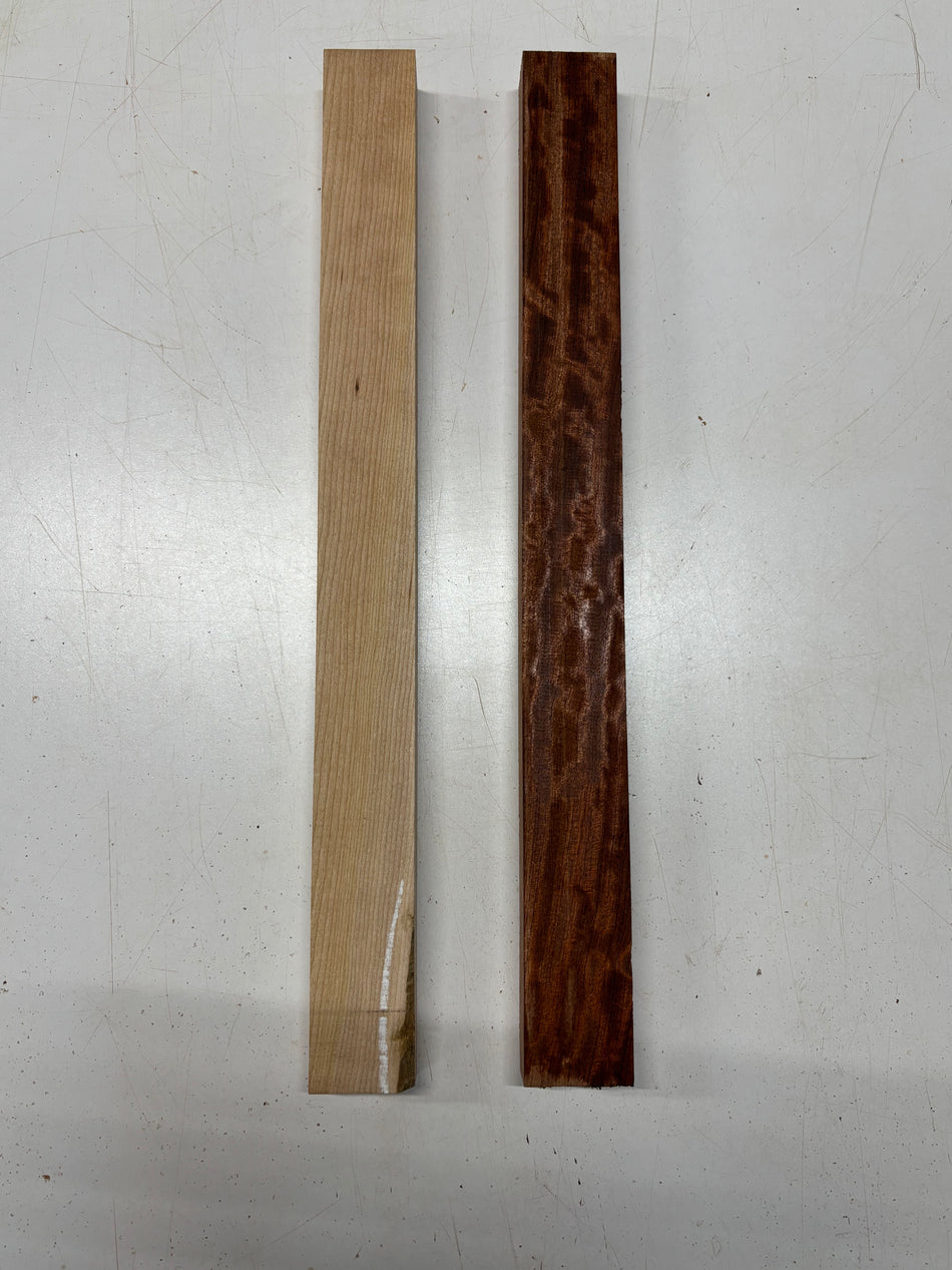 2 Pack, 2 Species Cherry + Bubinga Thin Stock Lumber  21"x2"x1-1/4"#7482
