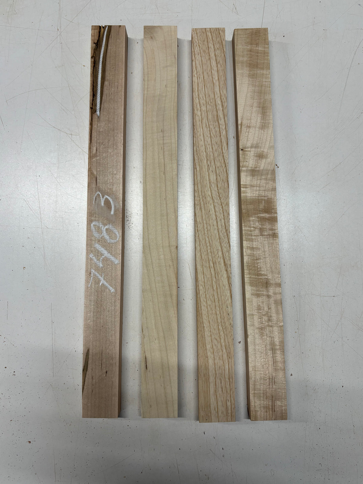 4 Pack, 4 Species Hard Maple + Ambrosia Maple + Swamp Ash + Basswood Thin Stock Lumber 21"x1-7/8"x1"#7483 - Exotic Wood Zone