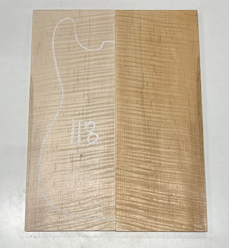 Flame Hard Maple Bookmatched Guitar Drop Top Set - 20" x 7-1/2" x 3/8" #118 - Exotic Wood Zone Drop Tops