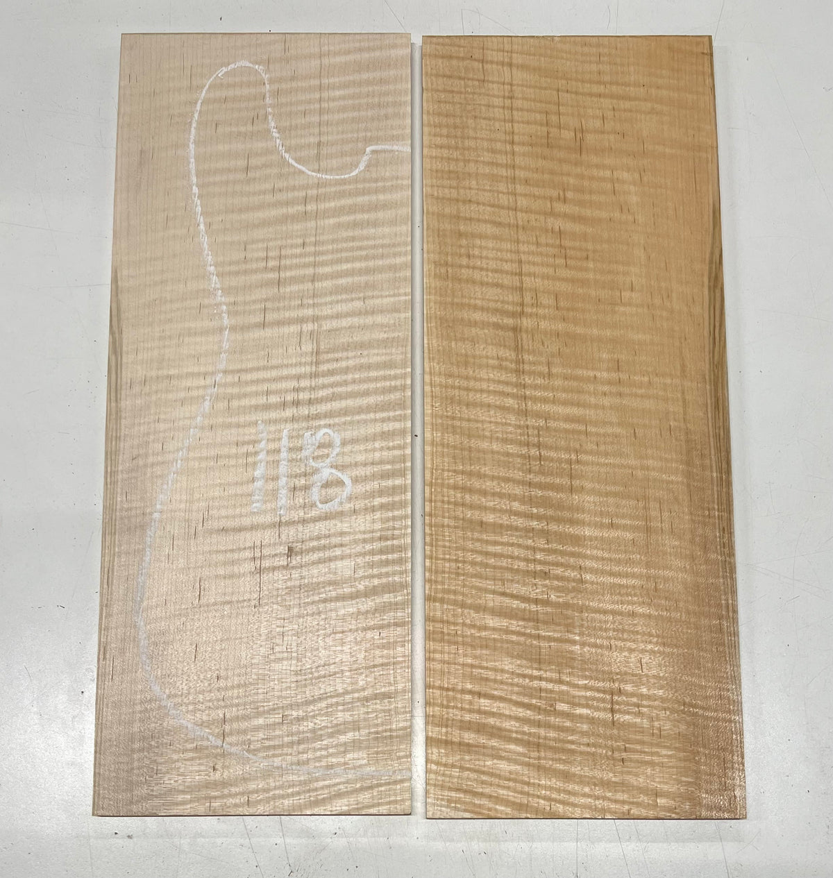 Flame Hard Maple Bookmatched Guitar Drop Top Set - 20" x 7-1/2" x 3/8" #118 - Exotic Wood Zone Drop Tops