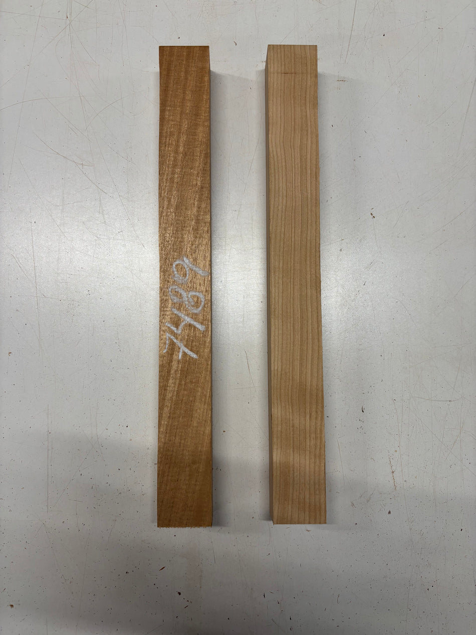 2 Pack, 2 Species African Mahogany + Cherry Thin Stock Lumber 17-1/2"x1-7/8"x1-1/2"#7489