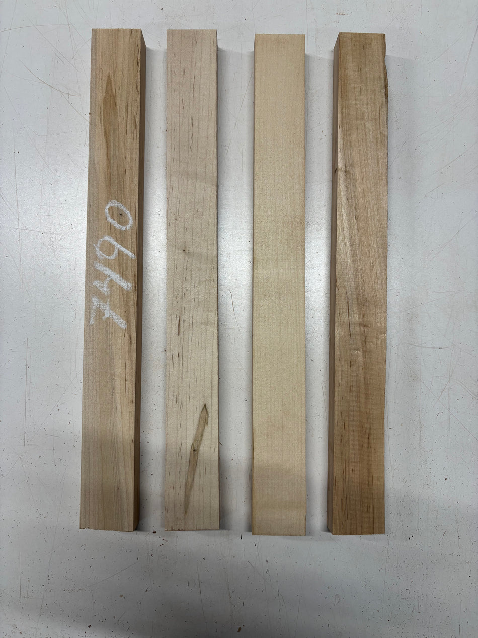 4 Pack, 2 Species Ambrosia Maple + Basswood Thin Stock Lumber 18"x1-7/8"x1"#7490