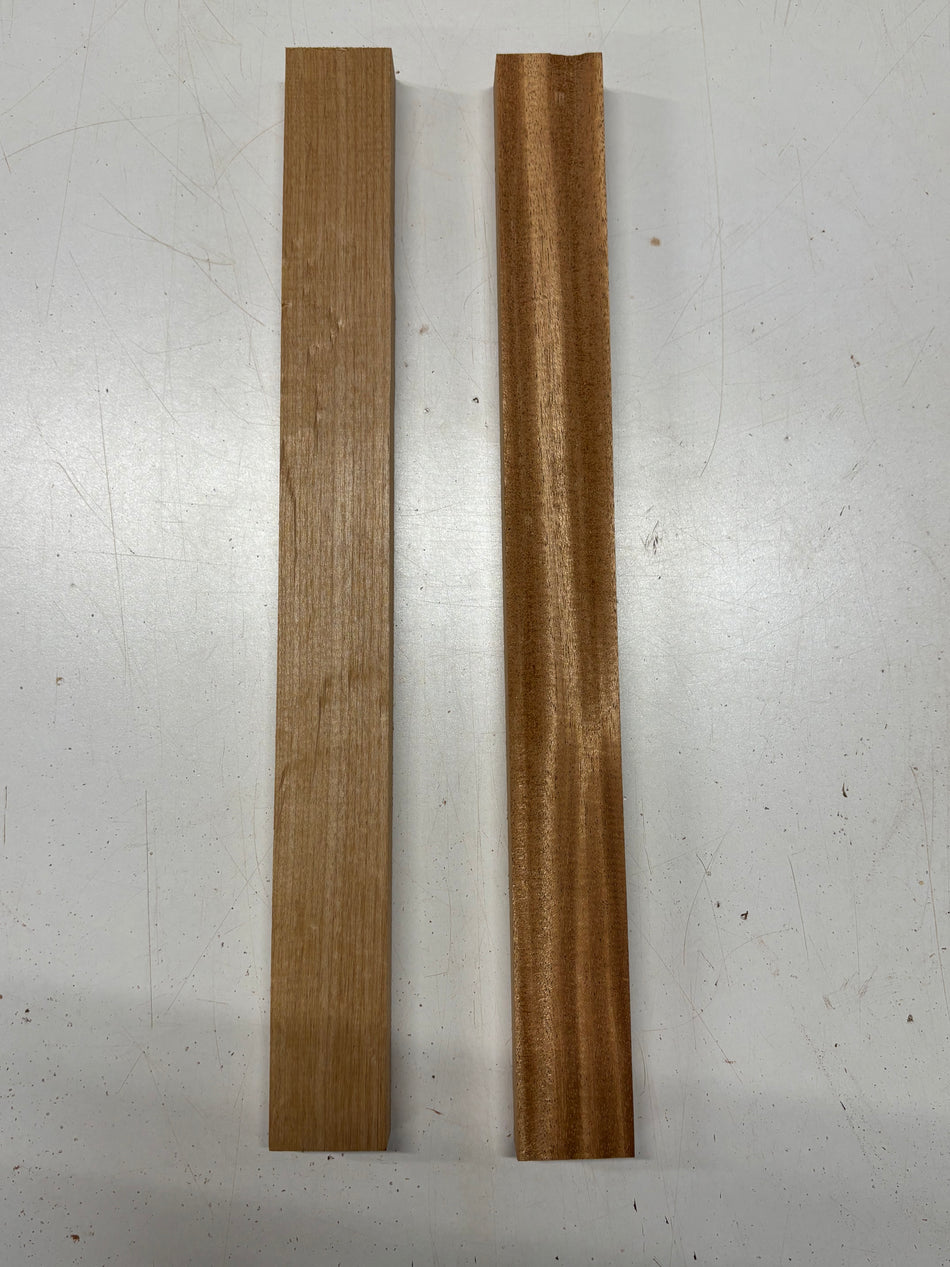 2 Pack, 2 Species Red Alder + African Mahogany Thin Stock Lumber 18-7/8"x1-7/8"x1"#7493