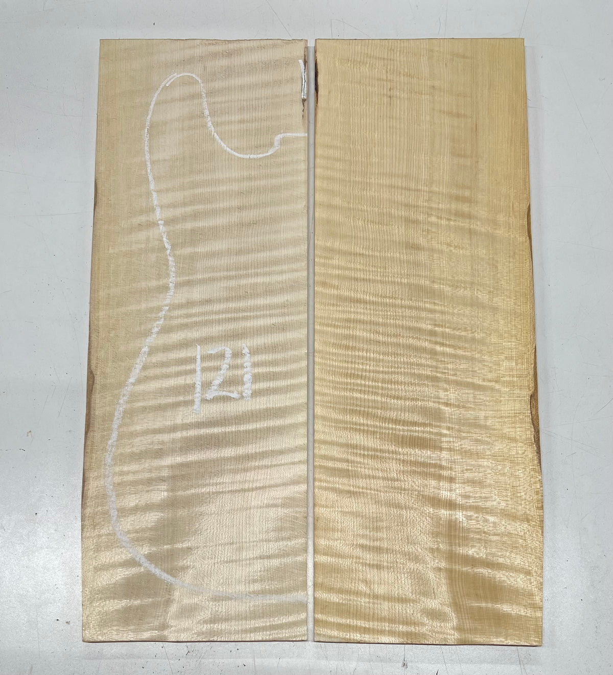 Flame Hard Maple Bookmatched Guitar Drop Top Set - 20-3/4" x 7" x 3/8" #121 - Exotic Wood Zone Drop Tops