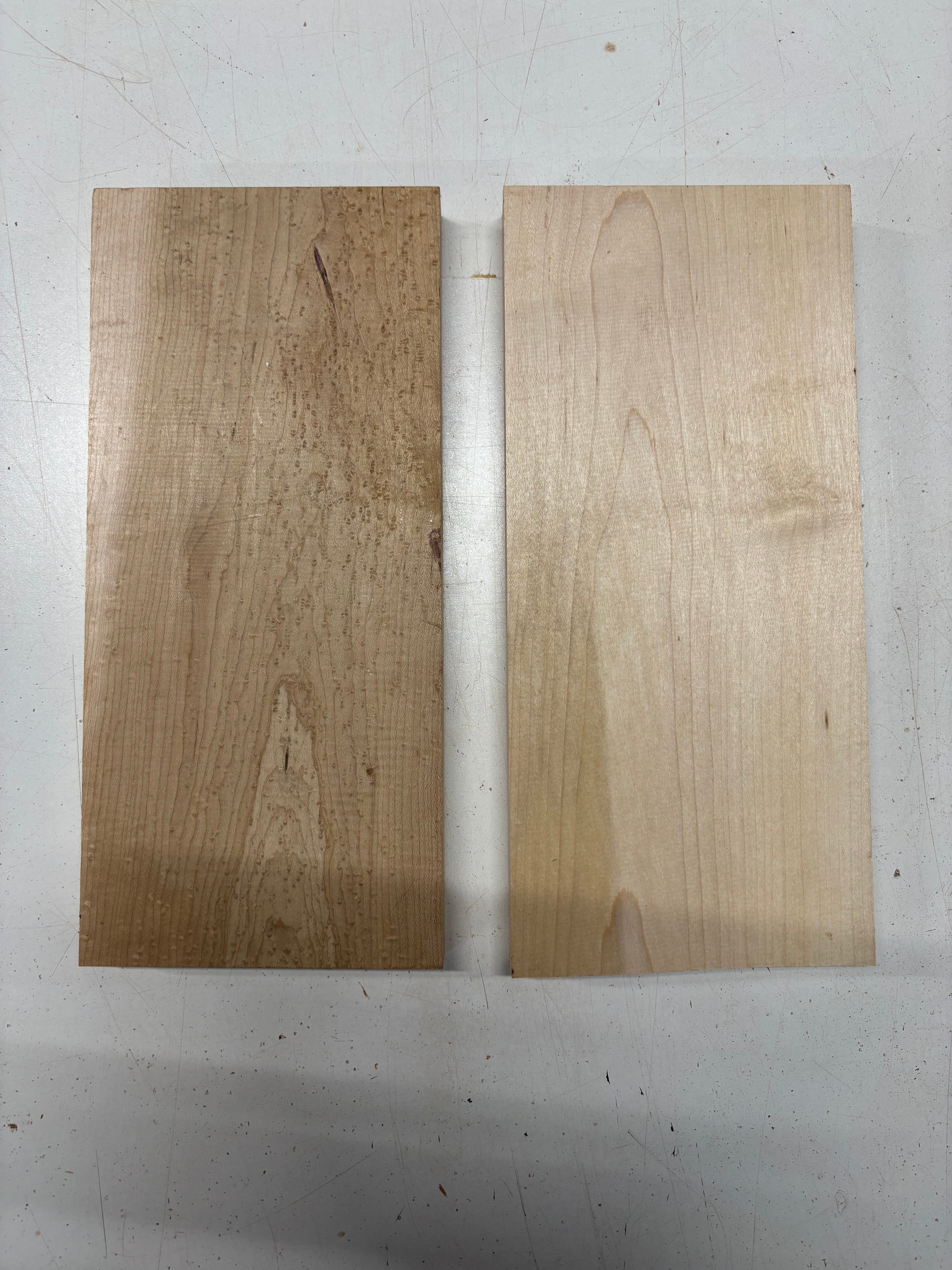 2 Pack, 2 Species Birdseye Maple + Hard Maple Thin Stock Lumber 12"x5-1/2"x7/8"#7498 - Exotic Wood Zone