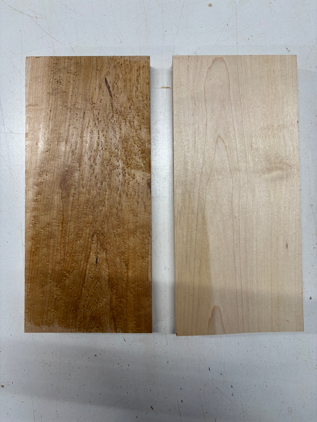 2 Pack, 2 Species Birdseye Maple + Hard Maple Thin Stock Lumber 12"x5-1/2"x7/8"#7498 - Exotic Wood Zone