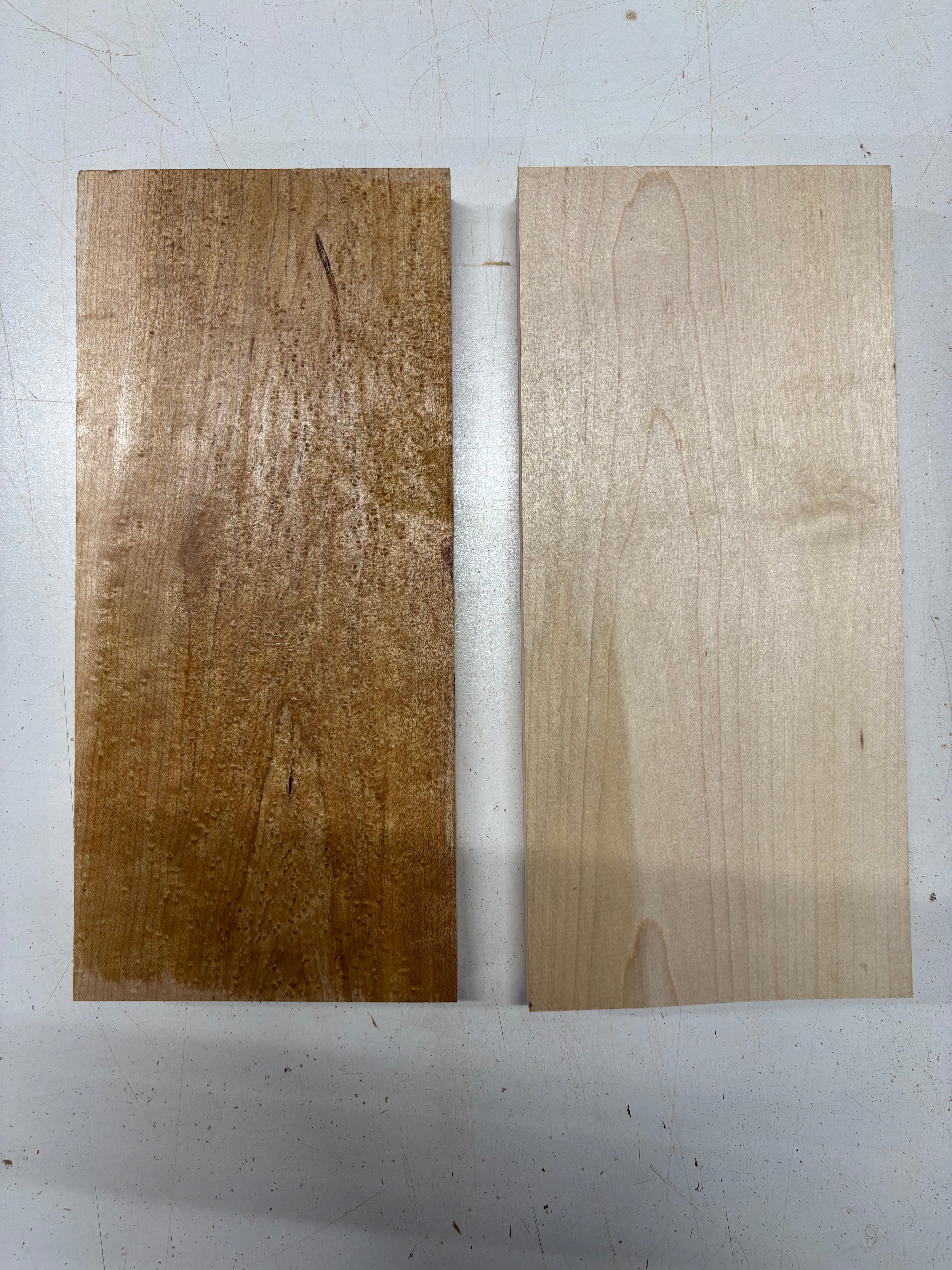 2 Pack, 2 Species Birdseye Maple + Hard Maple Thin Stock Lumber 12"x5-1/2"x7/8"#7498 - Exotic Wood Zone