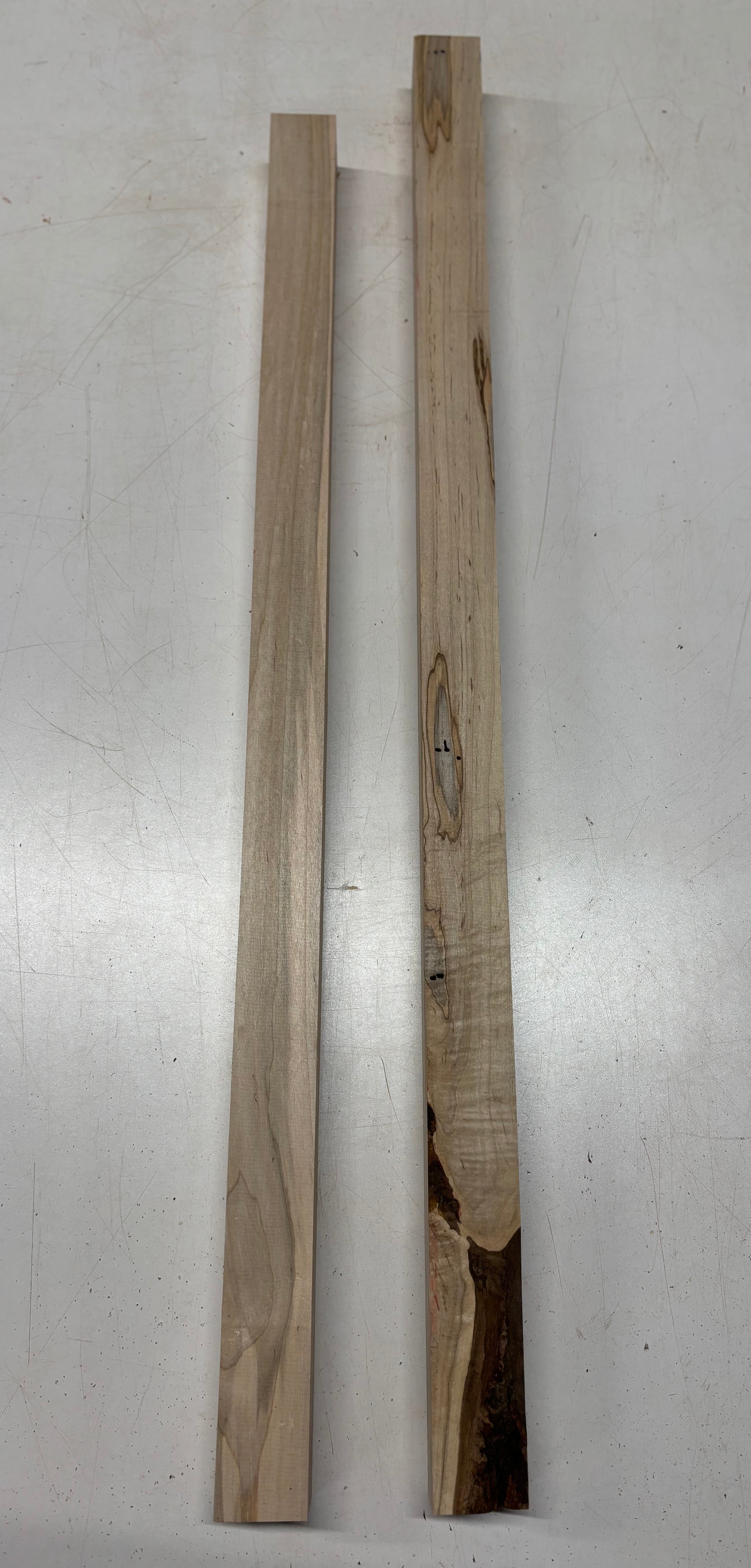 2 Pack, 2 Species Hard Maple + Ambrosia Maple Turning Wood Blanks  Hard Maple : 33-1/2"x1-3/4"x1-3/4"  , Ambrosia Maple : 36"x1-7/8"x1-7/8"#7499 - Exotic Wood Zone